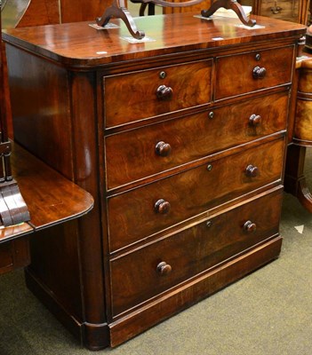 Lot 1233 - A Victorian mahogany four height chest of drawers with turned wood handles