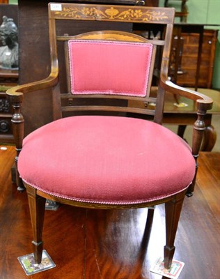 Lot 1248 - An Edwardian mahogany and marquetry inlaid armchair