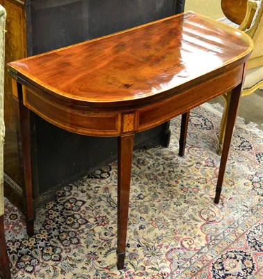 Lot 1258 - A George III mahogany and tulipwood banded card table