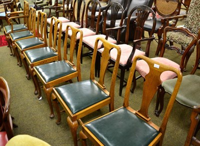 Lot 1271 - A set of seven oak dining chairs of 18th century style with drop in seat