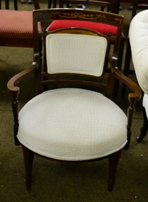 Lot 1276 - An Edwardian inlaid chair (upholstered to match previous lot)