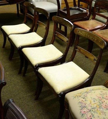 Lot 1284 - A set of J&W Regency rosewood and brass inlaid dining chairs