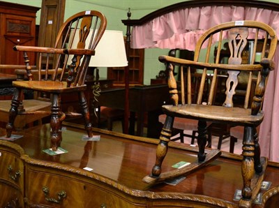 Lot 1310 - A child's Windsor chair with crinoline stretcher and another child's Windsor rocking chair