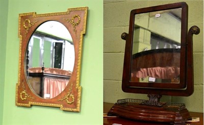 Lot 1324 - A 19th century mahogany toilet mirror on elaborate galleried base, together with a decorative...