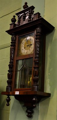 Lot 1327 - A 19th century regulator style wall clock with silvered dial and turned pillar case