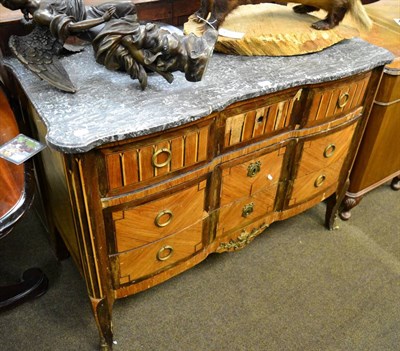 Lot 1373 - A 19th century three drawer commode with marble top