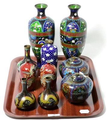 Lot 8 - A group of cloisonne vases (some a.f.)