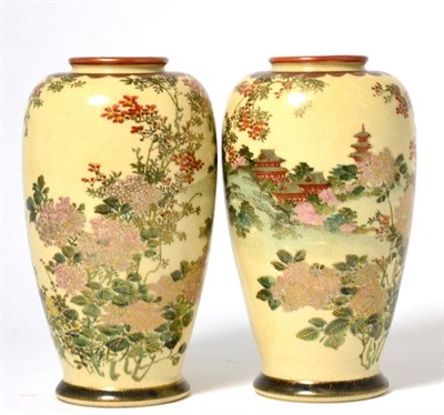 Lot 22 - Pair of Japanese Satsuma pottery vases