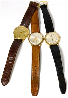 Lot 60 - Three gent's 9ct gold wristwatches, signed Rotary, Marvin and Garrard