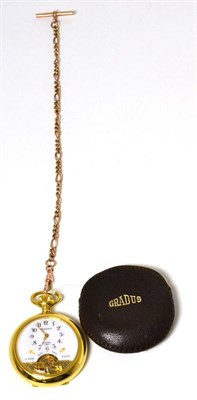 Lot 62 - A plated eight day open faced pocket watch, signed Hebdomas, Rotary, and a 9ct gold watch chain