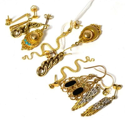 Lot 80 - A pair of snake earrings and five other pairs of earrings