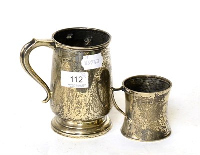 Lot 112 - Silver mug, together with a silver Christening mug