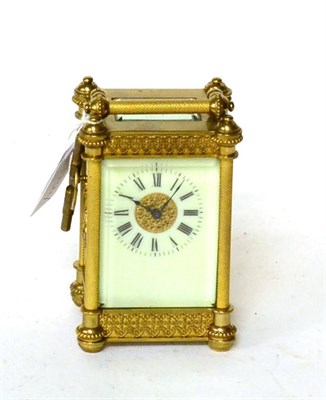 Lot 129 - A brass carriage timepiece, movement back plate stamped R & Co, made in Paris