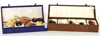 Lot 131 - Collection of assorted modern netsukes (in two silk boxes)