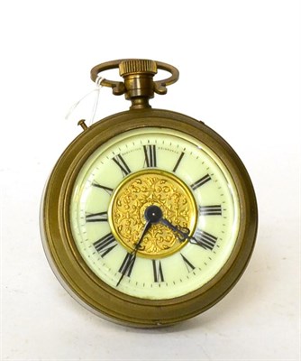 Lot 135 - A brass strut clock with porcelain dial, Robertson, Edinburgh