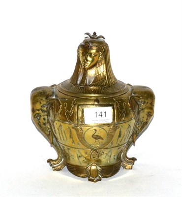 Lot 141 - Late 19th century Canopic style bronze jar and cover