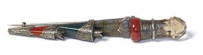 Lot 157 - A Victorian Scottish hardstone set dirk pin, set throughout with hardstones with a briolette...