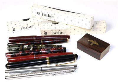 Lot 182 - A collection of fountain pens and others including Parker, Watermans, Osmiroid and others (9)