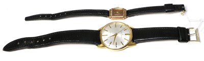 Lot 191 - A plated Seiko Sportmatic wristwatch and ladies wristwatch, case stamped '375' (2)