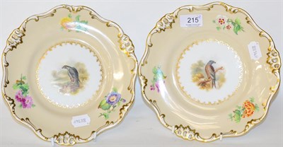 Lot 215 - A pair of 19th century Davenport Longport porcelain plates, shaped circular form and...