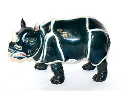 Lot 216 - A Gerbing and Stephen majolica figure of a rhinoceros