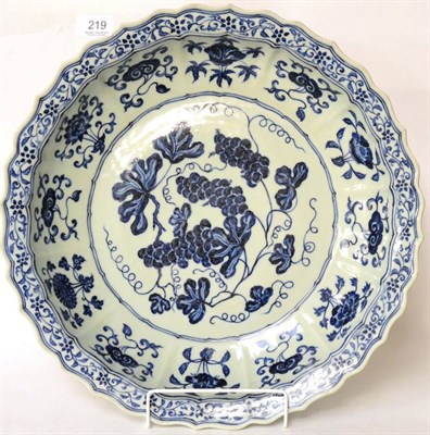 Lot 219 - A Chinese blue and white charger