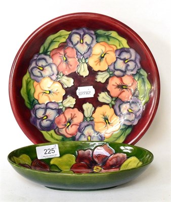 Lot 225 - A Walter Moorcroft Clematis dish and a pansy plate (2)