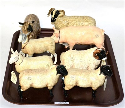 Lot 251 - Beswick sheep models and Border Fine Arts Pottery Company animals (10)