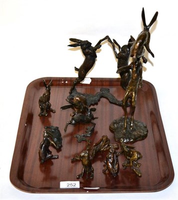 Lot 252 - Eleven bronze figures of hares