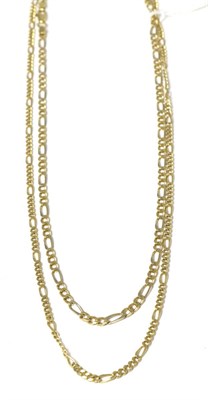 Lot 270 - Two 18 carat gold figaro link necklaces