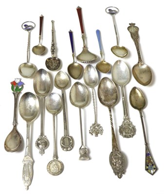 Lot 280 - A group of assorted silver commemorative and other spoons, including a pair of Charles Horner...