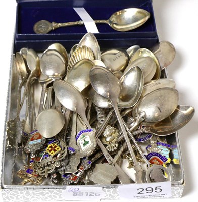 Lot 295 - A large group of assorted silver souvenir spoons, various dates and makers, mostly UK, the majority