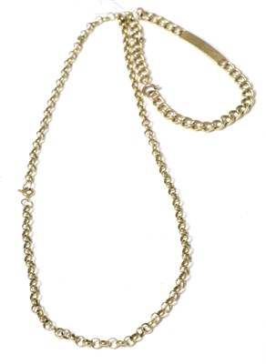 Lot 301 - A 9 carat gold identity bracelet and a belcher chain necklace