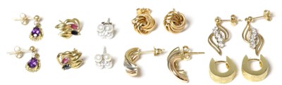 Lot 303 - Seven pairs of stud earrings