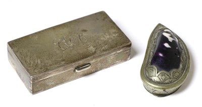 Lot 328 - Silver snuff box with silver gilt interior and match striking side, together with a silver...