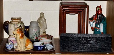 Lot 349 - Nest of four miniature Oriental tables, quantity of tea bowls, Oriental ceramics etc