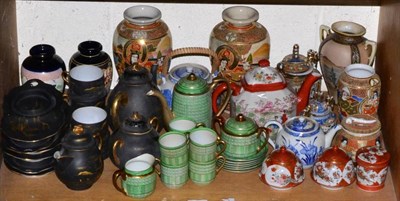 Lot 351 - Shelf of Kutani, Satsuma and other Japanese ceramics