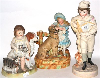 Lot 416 - Three large Continental bisque figures