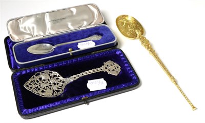 Lot 430 - A large silver-gilt replica of The Annointing Spoon, Saunders, Shepherd & Co, London 1934, together