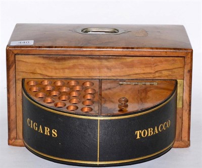 Lot 440 - Walnut tobacco and cigar box with unusual swivel front