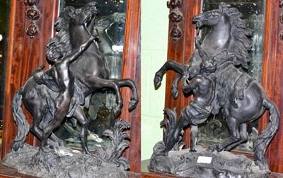 Lot 448 - A pair of spelter marley horses