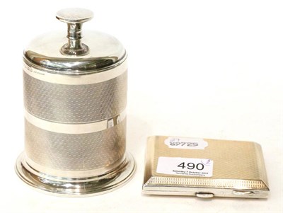 Lot 490 - A silver cigarette dispenser, Joseph Gloster Ltd, Birmingham 1933; and a rose gold plated cigarette