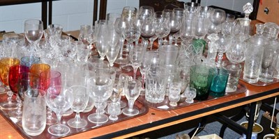 Lot 1010 - Large quantity of 19th century and later drinking glasses (on six trays)