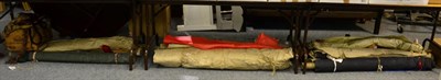 Lot 1029 - A composition mannequin and a quantity of fabric rolls and upholstery accessories