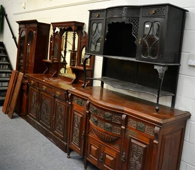 Lot 1108 - A Victorian mahogany glazed bookcase cabinet, Victorian mirror backed sideboard and two other...