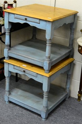 Lot 1115 - A pair of painted pine bedside tables