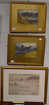 Lot 1122 - Victor Noble Rainbird, ship off the coast, watercolour; together with two lakeland watercolours...