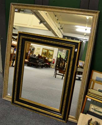 Lot 1145 - A parcel gilt and black painted reproduction mirror; together with a large mirror (2)