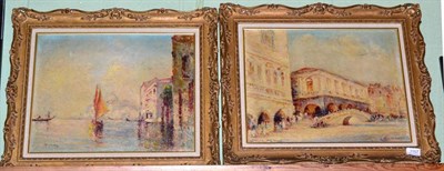 Lot 1157 - Middleton (20th century) Venetian view, oil on board, together with a companion (2)