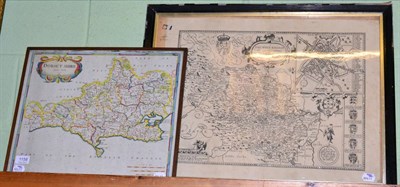 Lot 1158 - Hand coloured map of ";Dorsetshire";, by Robert Morden; together with a reproduction map titled...